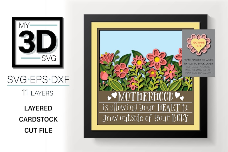 3D CUSTOMIZABLE MOTHER'S DAY Shadow Box Svg - for Cricut - for ...