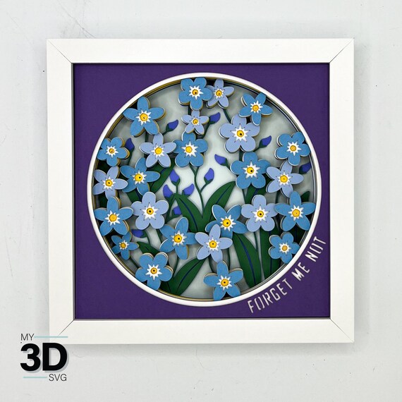 3D Forget Me Not FLOWER Shadow Box Svg - for Cricut - for