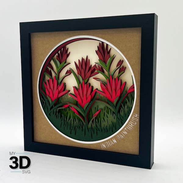3D INDIAN PAINTBRUSH FLOWER Shadow Box svg - for cricut - for silhouette