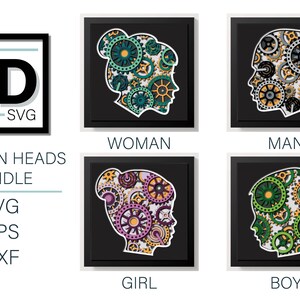 3D GEARS in HEAD- BUNDLE svg - shadowbox svg - für Cricut - für Silhouette