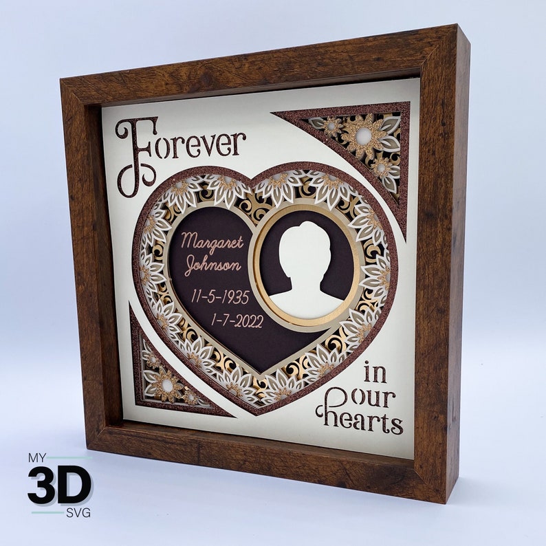 CUSTOMIZABLE 3D MEMORIAL Shadow Box svg - for cricut - for silhouette 