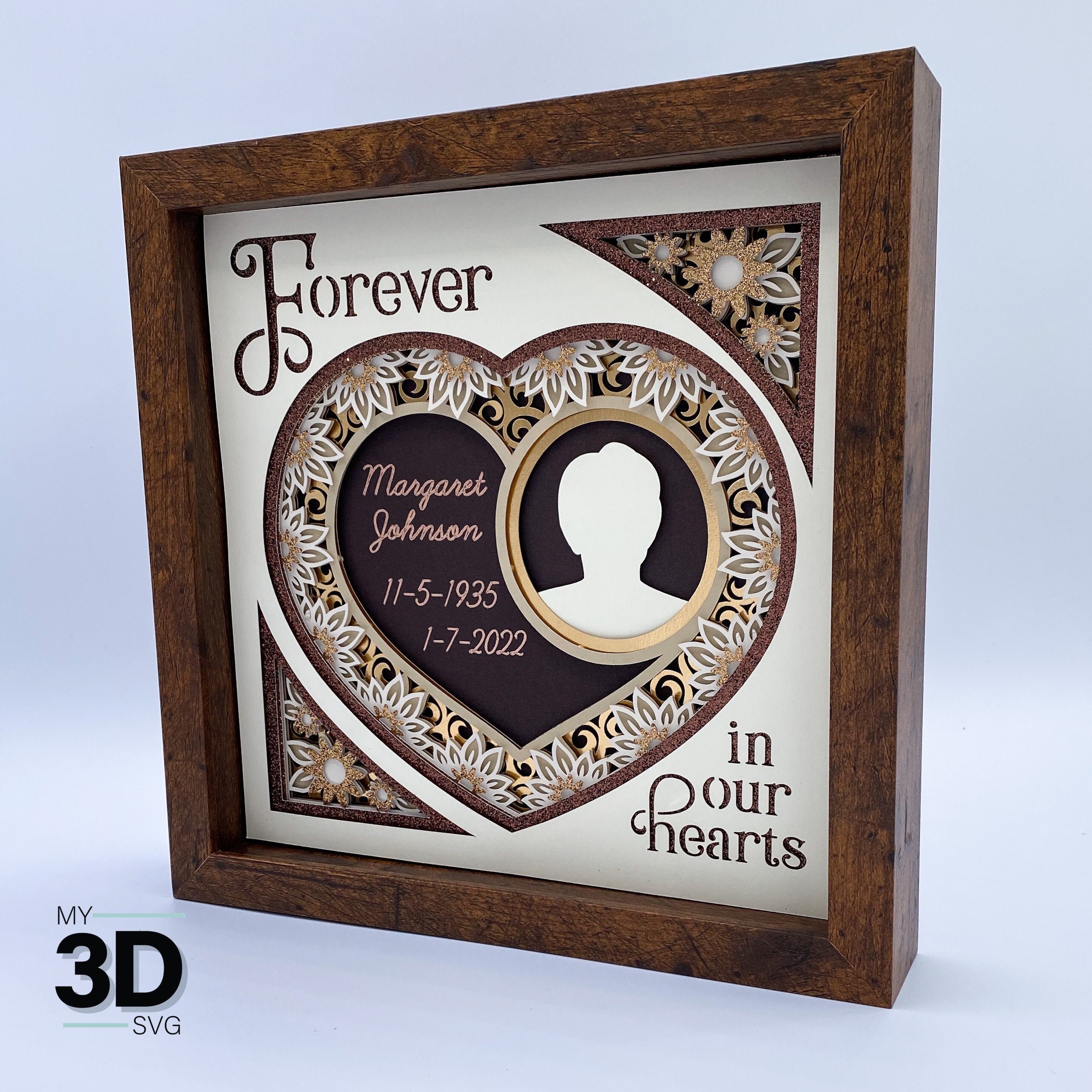 Customizable 3d Memorial Shadow Box Svg For Cricut For Etsy België