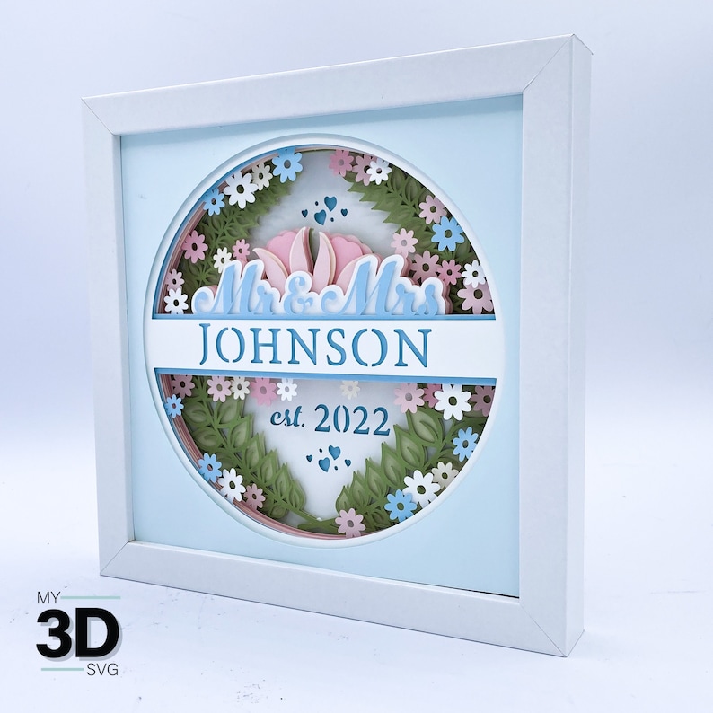 CUSTOMIZABLE 3D WEDDING Shadow Box Svg for Cricut for Etsy