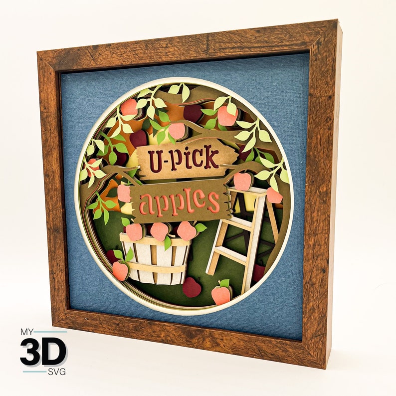 3D APPLE PICKING Svg FALL Shadow Box Svg for Cricut for Etsy
