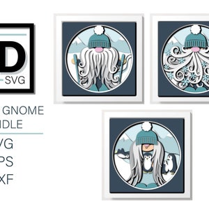 3D WINTER GNOME svg Bundle- WINTER shadow box svg - pour cricut - pour silhouette