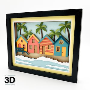 3D BEACH HOUSES svg - Shadow box svg - layered cardstock svg - for cricut - for silhouette