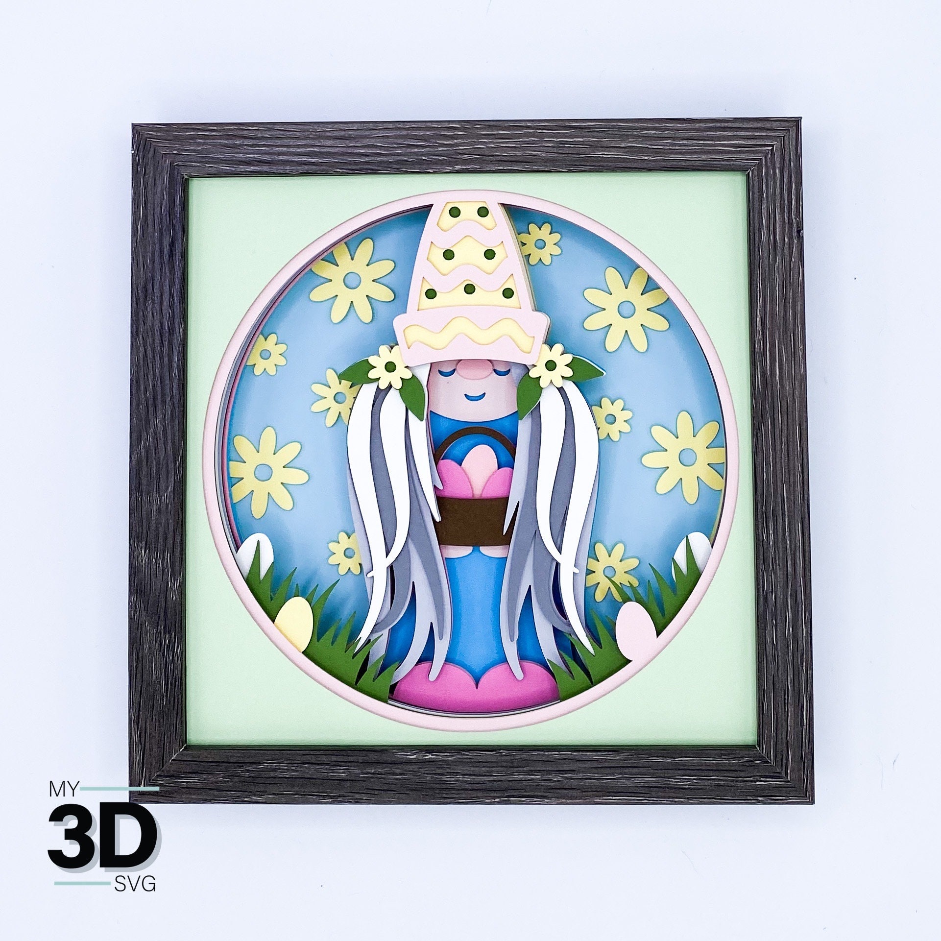 3D EASTER GNOME 3 Svg - Easter Svg - Lady Gnome Svg - Shadow Box Svg ...