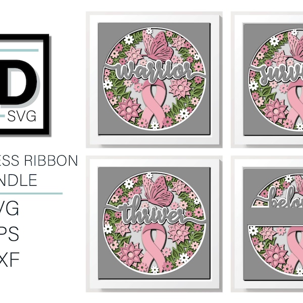 3D AWARENESS RIBBON BUNDLE - Awareness ribbon svg - for cricut - for silhouette