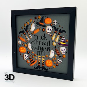 3D SMELL MY FEET svg - Halloween shadow box svg - pour cricut - pour silhouette