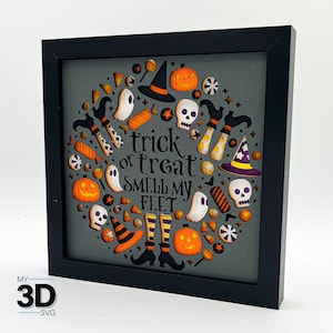 3D SMELL MY FEET svg - Halloween Shadow Box svg - für Cricut - für Silhouette