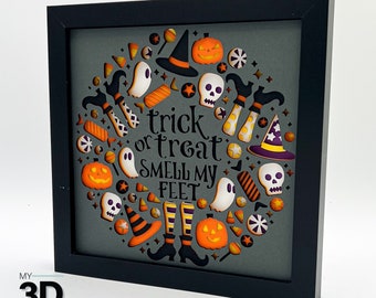 3D SMELL MY FEET svg - Halloween shadow box svg - for cricut - for silhouette