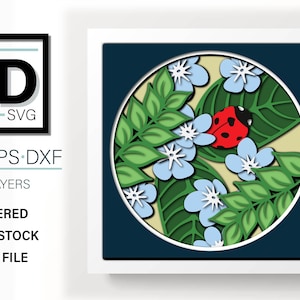 3D LADYBUG SVG - Summer Shadow box SVG - cartoncino a strati SVG - per cricut - per silhouette