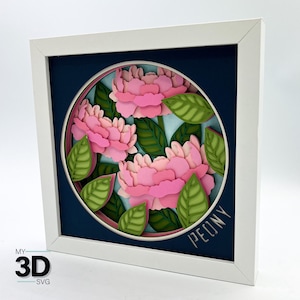 3D PEONY Shadow Box svg - für Cricut - für Silhouette