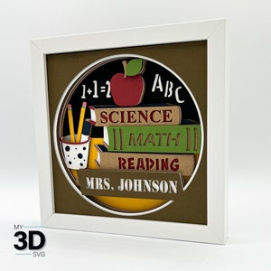 3D CUSTOMIZABLE TEACHER svg - shadow box svg - for cricut - for silhouette