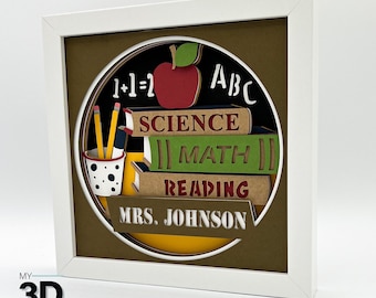 3D CUSTOMIZABLE TEACHER svg - shadow box svg - for cricut - for silhouette