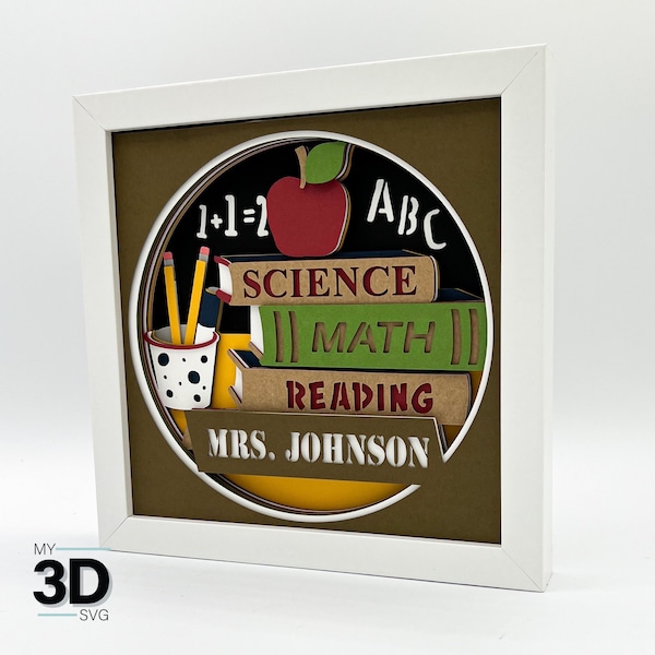 3D CUSTOMIZABLE TEACHER svg - shadow box svg - for cricut - for silhouette