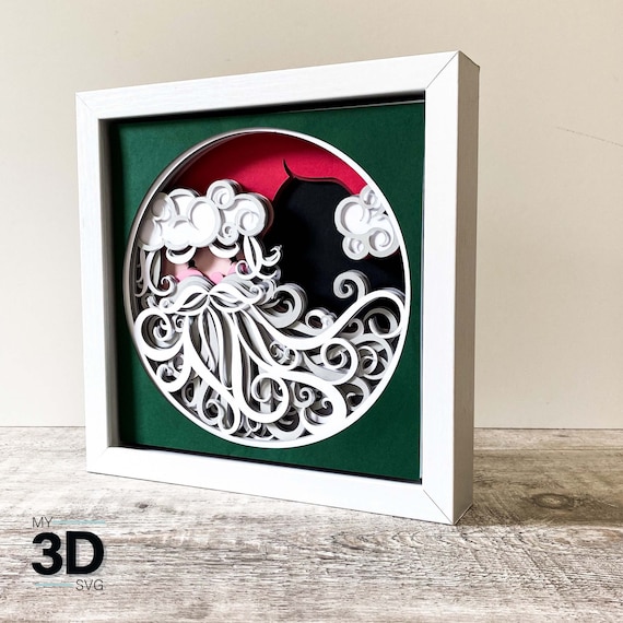 3D SANTA svg -  Father Christmas svg - CHRISTMAS svg - CHRISTMAS shadow box svg - for cricut - for silhouette