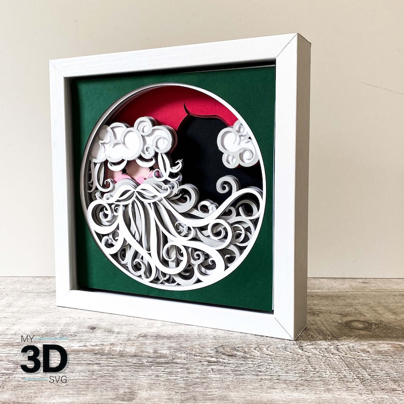 3D SANTA svg -  Father Christmas svg - CHRISTMAS svg - CHRISTMAS shadow box svg - for cricut - for silhouette 