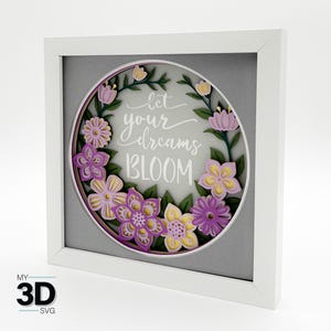 3D DREAMS BLOOM Svg - Shadow box svg - svg de papier cartonné en couches - pour cricut - pour silhouette