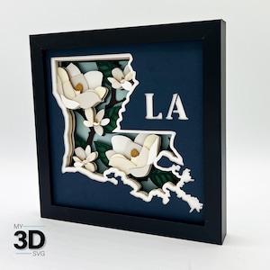 3D LOUISIANE - MAGNOLIA fleur svg - pour cricut - pour silhouette