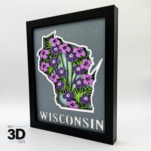 3D WISCONSIN SVG - VIOLETT svg - für Cricut - für Silhouette
