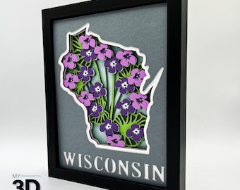 3D WISCONSIN SVG - VIOLET svg -  for cricut - for silhouette