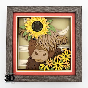 3D FALL HIGHLAND COW svg - Shadow Box svg - for cricut - for silhouette image 2