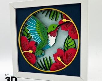 3D HUMMINGBIRD svg - Shadow box svg - layered cardstock svg - for cricut - for silhouette
