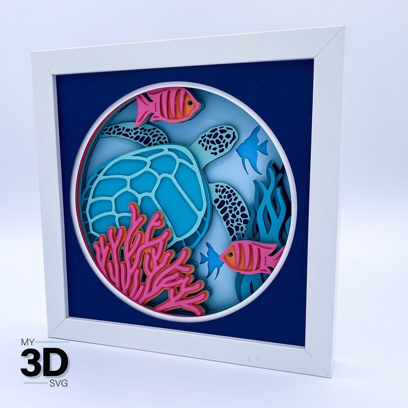 3D SEA TURTLE Svg Ocean Life Shadow Box for Cricut for - Etsy