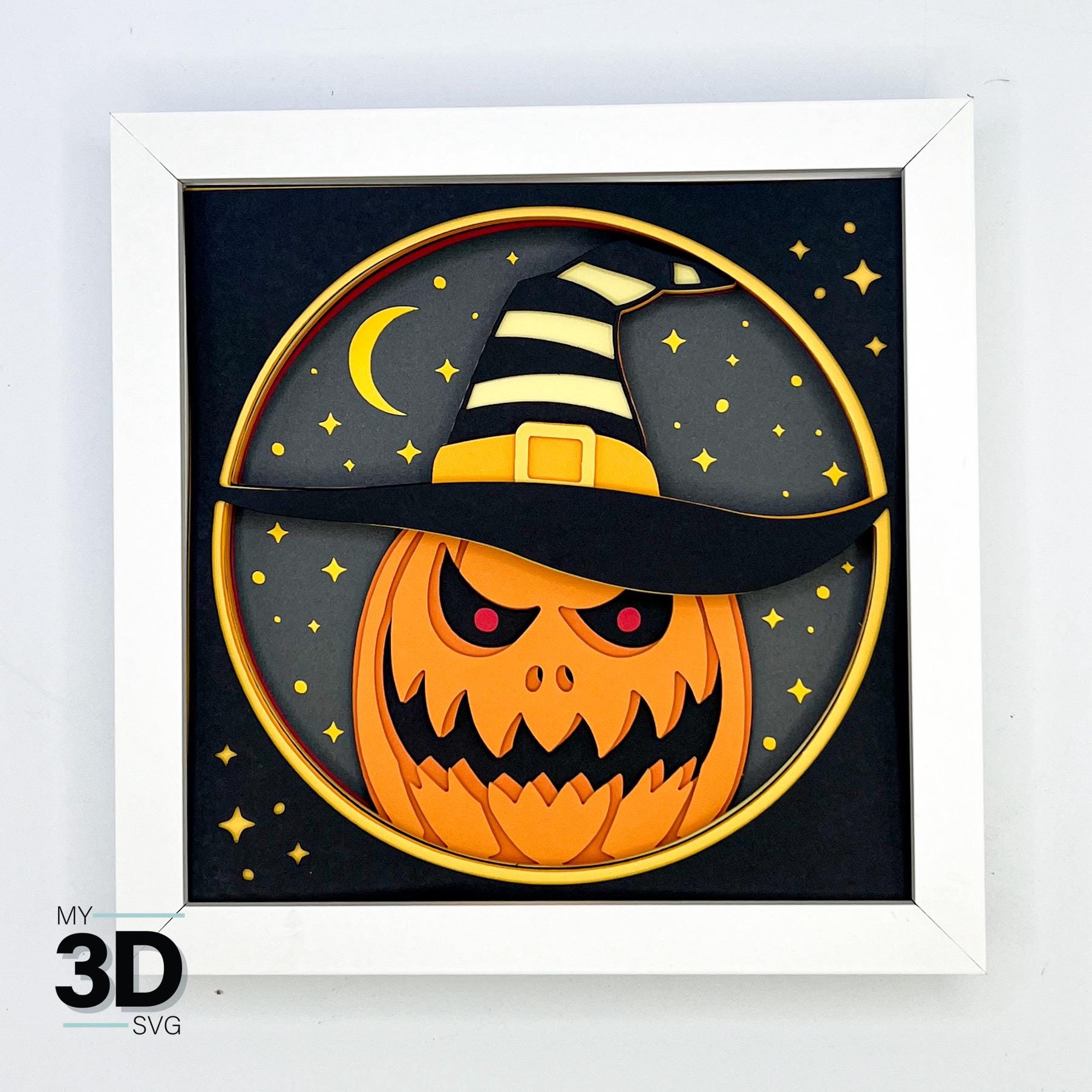 3D CREEPY PUMPKIN Svg - Halloween Shadow Box Svg - for Cricut - for ...
