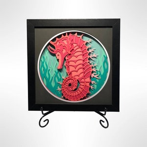 3D SEAHORSE SVG -Ocean Shadow box svg -layered cardstock svg - for cricut - for silhouette