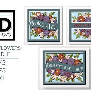 PACOTE DE FLORES SIMPLES 3D - Caixa de Sombra SVG - para Cricut - para Silhouette