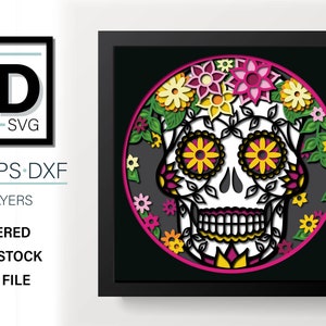 3D SUGAR SKULL Svg - Day of the Dead Shadow Box Svg - Dia De Los ...
