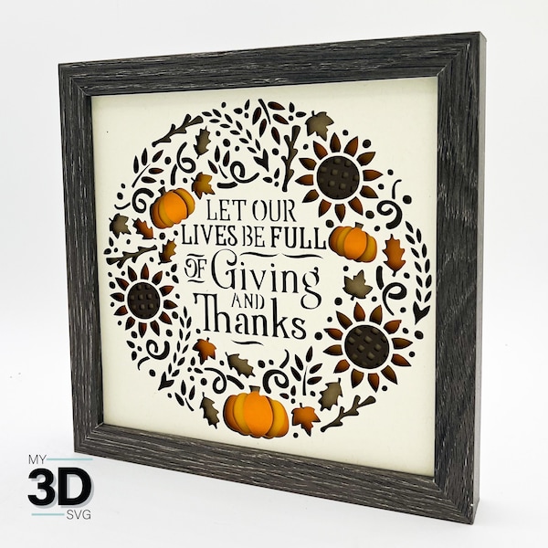 3D GIVING and THANKS svg - FALL shadow box svg - for cricut - for silhouette