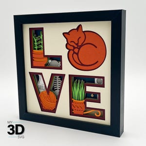 3D LOVE CAT SVG - for cricut - for silhouette
