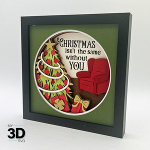 LEGE STOEL Kerst SVG - 3D Christmas MEMORIAL SVG - Kerstschaduwdoos SVG - voor cricut - voor silhouet