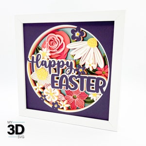 Joyeuses Pâques 3D - svg 3D de Pâques - shadowbox svg - pour cricut - pour silhouette