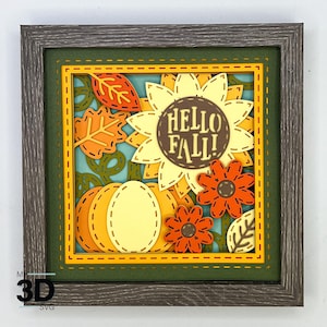 3D HELLO FALL svg - Caixa de sombra svg - para cricut - para silhueta