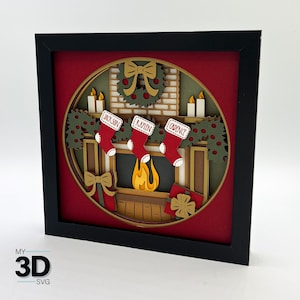 MANTO 3D con MEDIAS svg - 3D Navidad svg - NAVIDAD caja de sombras svg - para cricut - para silueta