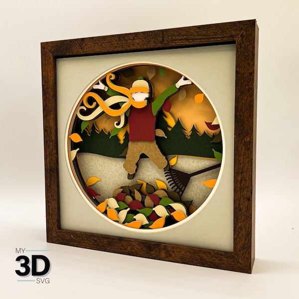 3d Jumping in leaves svg - Fall shadow box svg - for cricut - for silhouette 3d Jumping in leaves svg - Fall shadow box svg - for cricut - for silhouette