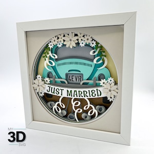 3D JUST MARRIED WEDDING Shadow Box svg - voor cricut - voor silhouette