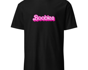Camiseta com estampa de seios, paródia engraçada de brinquedo.