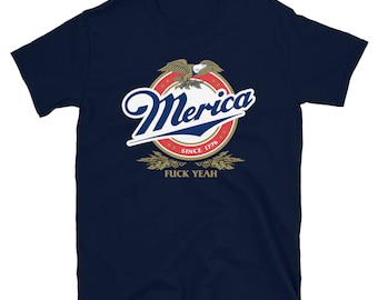Camiseta "Merica Fuck Yeah": Camiseta engraçada para beber no 4 de julho