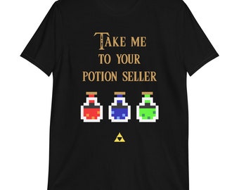 Camiseta Gamer Vendedor de Poções: Camiseta com Estampa Retrô 8-Bit