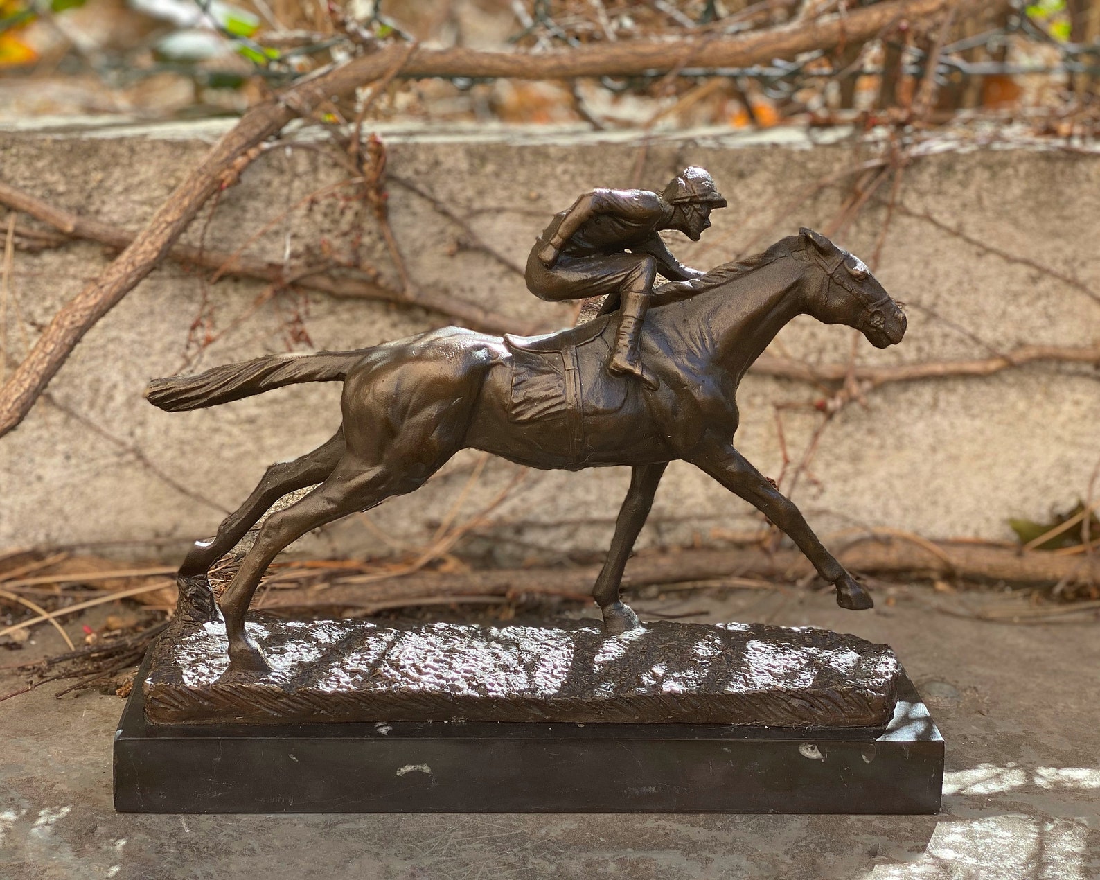 Bronze horse and jockey racing statue sculpture bronze horse Etsy