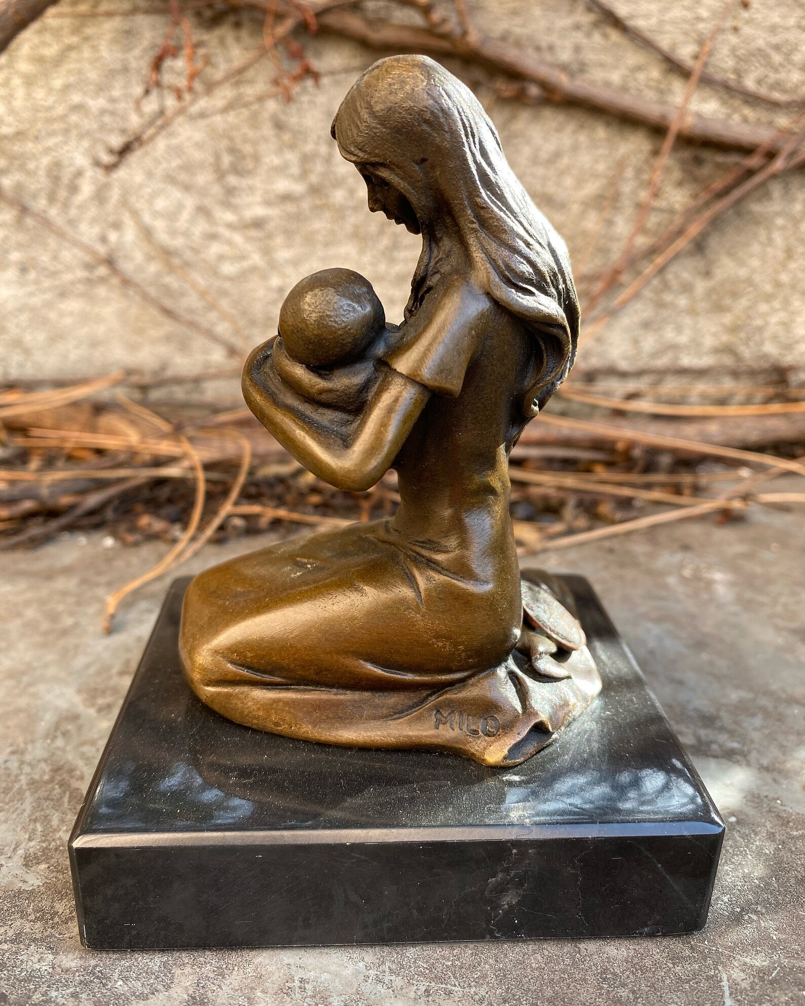 Bronze Sculpture of A Mother and Child Figurine Sculpture Etsy