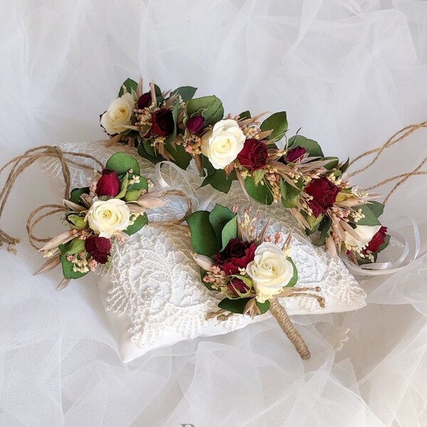 Kopfkranz aus Rosen, Brautkrone aus getrockneten Blumen, Boho Brautkrone, Braut kopfschmuck, Hochzeit Blumenkrone, Brautjungfern Krone