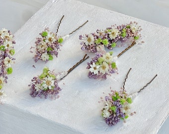 Hairpin made of real dried flowers from the series Baby Lilia, thin flower crown for bridesmaids, first communion baby thin crown