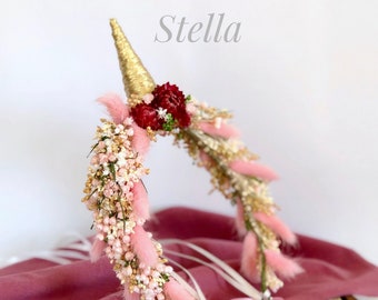 Fairy Floral Crown, Series Stella, Unicorn Headpiece, Christmas Fairy Crown, Bridal Head Accessories, Dry Flower Tiaras, Floral Headpiece