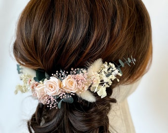 Bridal comb with roses, Boho Bridal headpiece, Boho bridal crown, Bridal bouquet, Rustic Blush bouquet, Bridesmaids bracelet, Groom pin